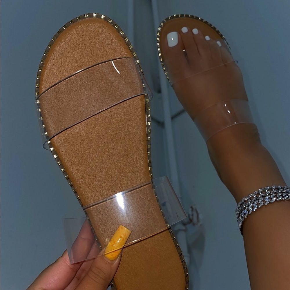 Clear Double Strap Sandals